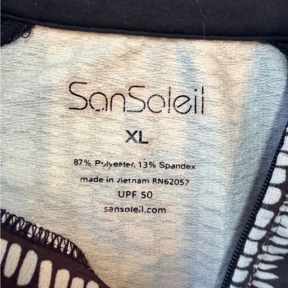 Sansoleil UPF 50 Black White Golf 1/4 Zip Top XL Sun Protection Shirt - Picture 6 of 12